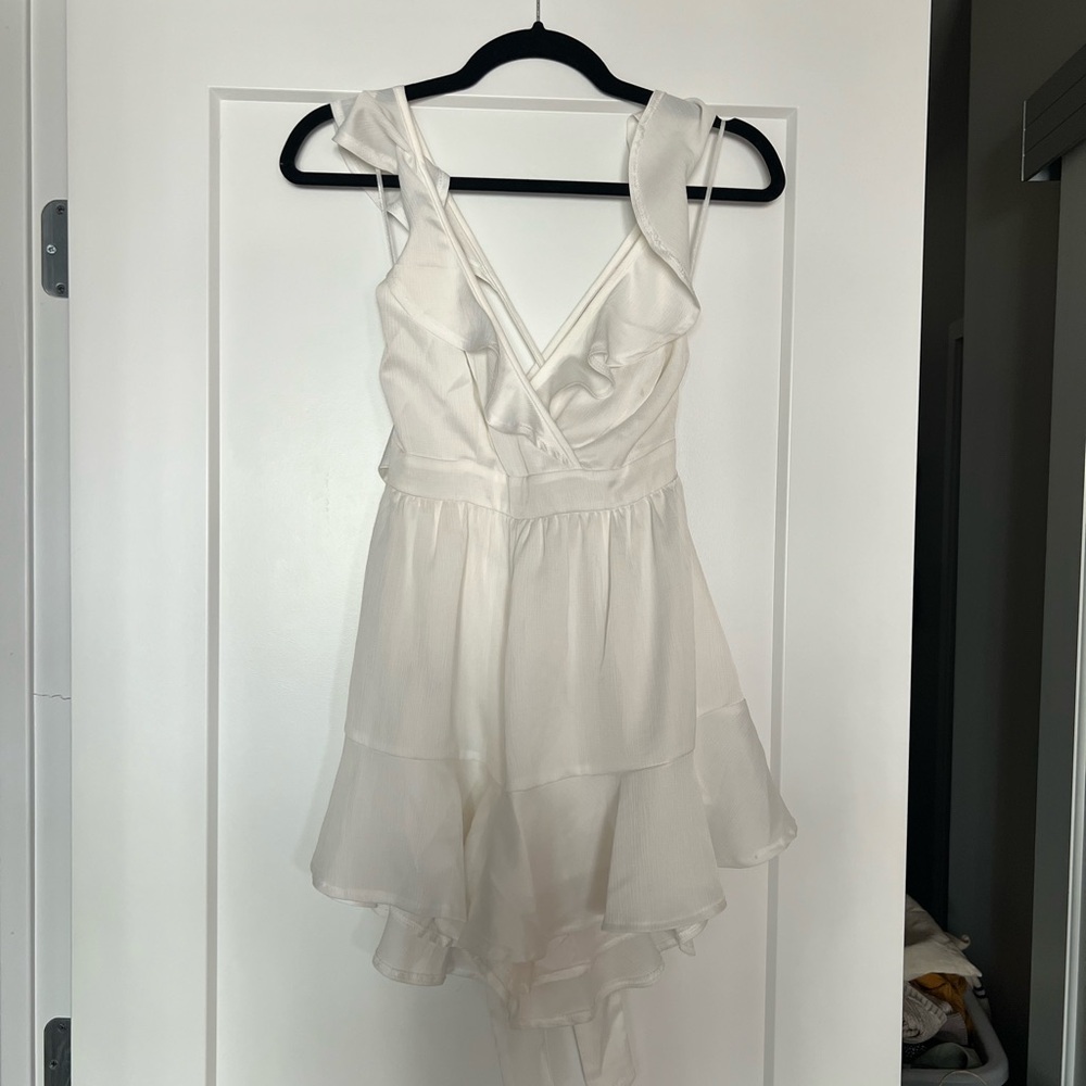 Showpo White Ruffle Sleeveless Romper Jumpsuit